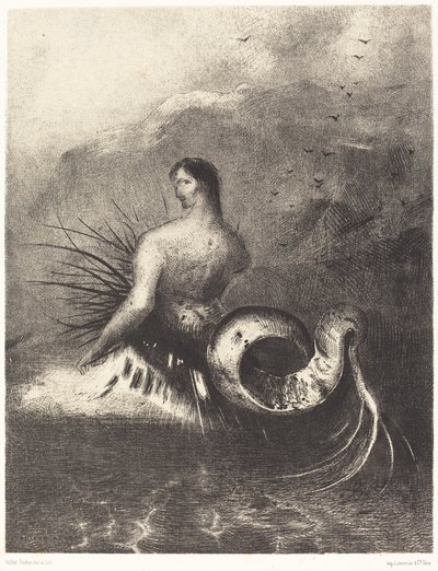 La sirene sortie des flots vetue de dardos (Sireeni väkäisiin pukeutunut, nousi aalloista tekijältä Odilon Redon
