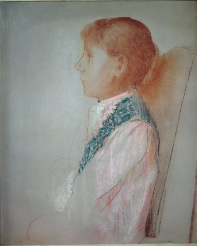 Madame Odilon Redonin muotokuva - pastelli tekijältä Odilon Redon