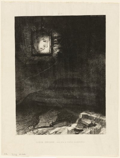 Precarious Glimmering, Infinitystä ripustettu pää, levy 3/6 tekijältä Odilon Redon