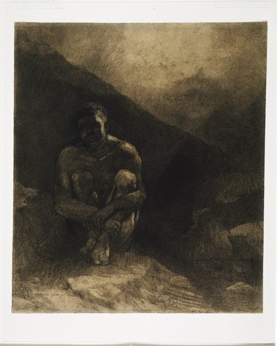 Alkukantainen mies, 1872 tekijältä Odilon Redon