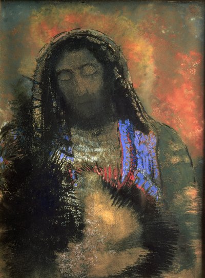 Pyhä sydän, 1910 (pastelli paperille) tekijältä Odilon Redon