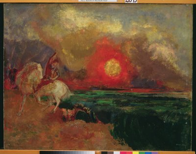 Pyhä Yrjö ja lohikäärme tekijältä Odilon Redon