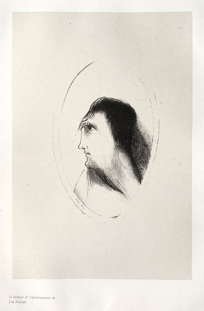 Kummitustalo: Frontaalisen [luun] leveys ja tasaisuus, 1896. tekijältä Odilon Redon