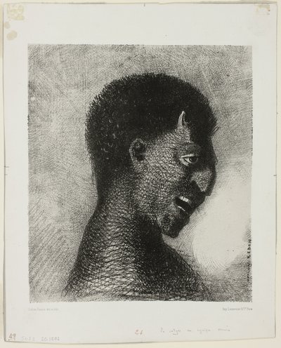 Satyr kyynisellä hymyllä, levy 5/8 Les Originesista tekijältä Odilon Redon