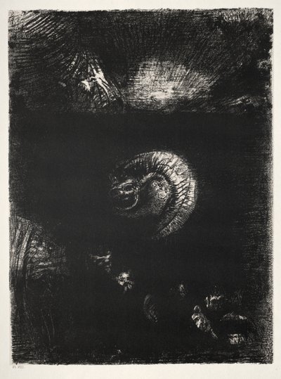 Pyhän Antoniuksen kiusaus Ensimmäinen sarja: Ja kaikkinaiset pelottavat olennot nousevat, 1888. tekijältä Odilon Redon