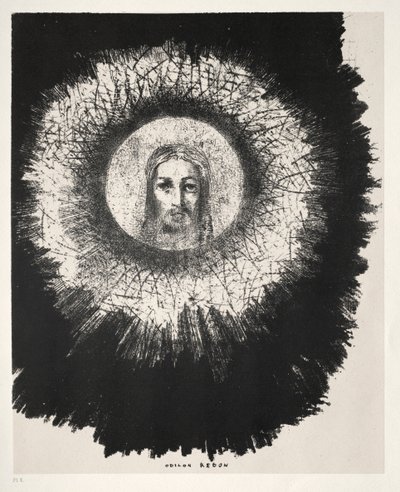 Pyhän Antoniuksen kiusaus Ensimmäinen sarja: Ja auringon paistaa levyllä..., 1888. tekijältä Odilon Redon