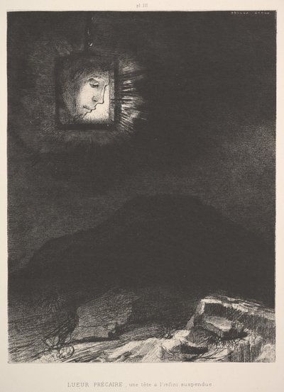 Avaruudessa riippuvan pään epämääräinen välähdys, 1891. tekijältä Odilon Redon