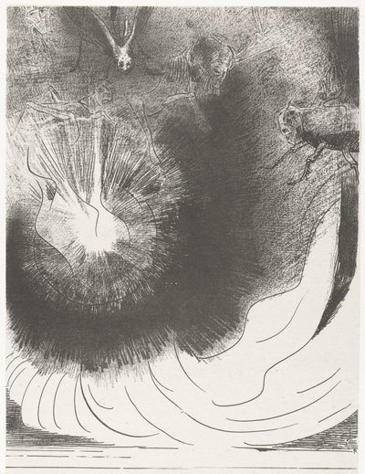 Uit de hemel viel een grote ster ja suuri tähti putosi taivaalta palaen kuin soihtu (otsikko esineessä) Apocalypse of Saint John (sarjan nimi) Openbaring van Johannes (sarjan nimi) tekijältä Odilon Redon