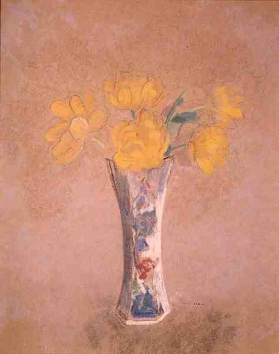 Kukkamaljakko (pastelli paperille) tekijältä Odilon Redon