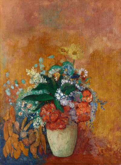Kukkamaljakko, noin 1905 (öljy kankaalle) tekijältä Odilon Redon
