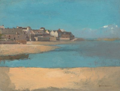 Kylä meren rannalla Bretagnessa, n.1880 (öljy pahville ja kovalevylle). tekijältä Odilon Redon