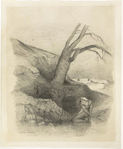 Nainen polvistui tekijältä Odilon Redon