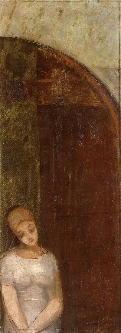 Nuori nainen kaaren alla; Nuori nainen kaaren alla, n. 1886 tekijältä Odilon Redon