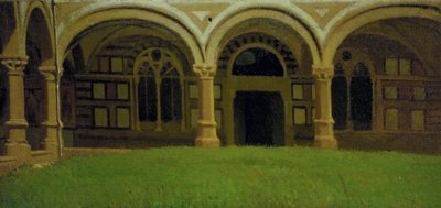 Vanha firenzeläinen luostari, noin 1864-65 (öljy kankaalle). tekijältä Odoardo Borrani