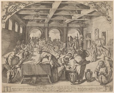 Häät Kaanassa tekijältä Odoardo Fialetti after Jacopo Tintoretto