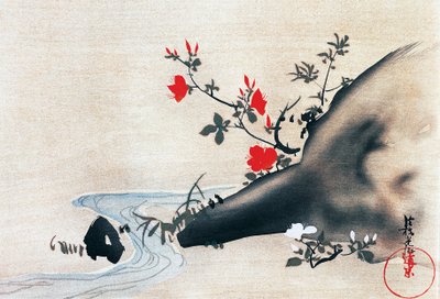 Korin Ogatan (1658-1716) silkille maalaama atsaleat ja puro, kakemonot (riippuvat kääröt), Edo-kausi (1603-1868), Japani tekijältä Ogata Korin