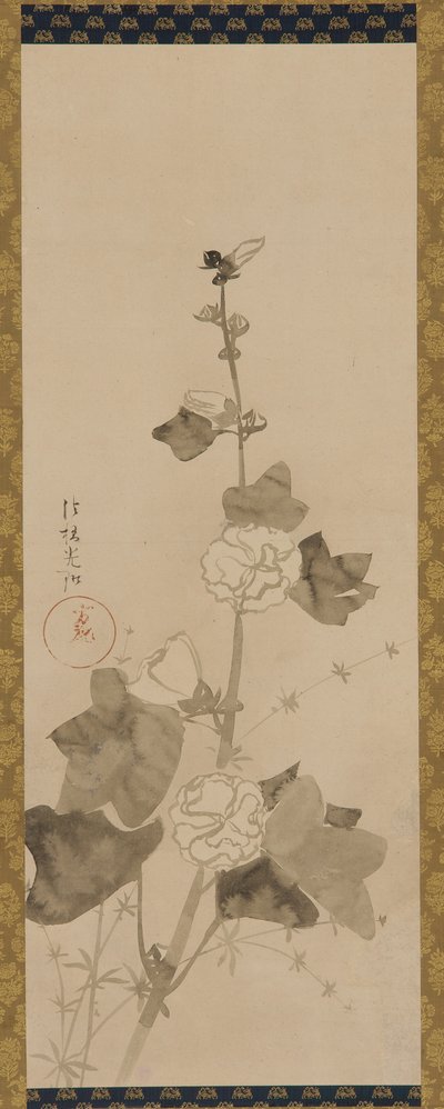 Hollyhocks, Edo-kausi, 1600-luvun loppu - 1700-luvun alku. tekijältä Ogata Korin