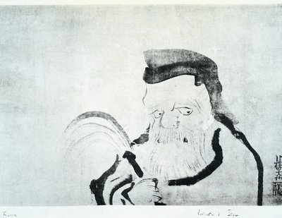 Vanhan miehen muotokuva, piirustus Ogata Korin (1658-1716), muste silkille, japanilainen sivilisaatio, Edo-kausi tekijältä Ogata Korin