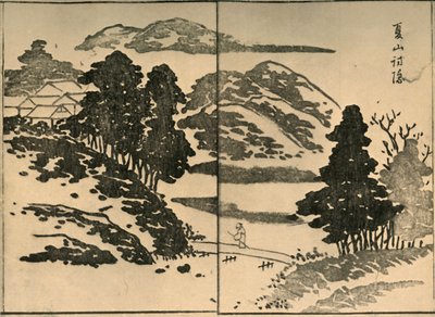 Maisema sillan ylittävällä hahmolla, 1809, 1924. tekijältä Ogura Tokei