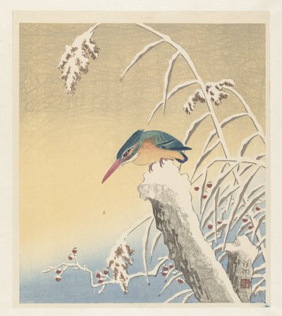 Kingfisher lumessa tekijältä Ohara Koson