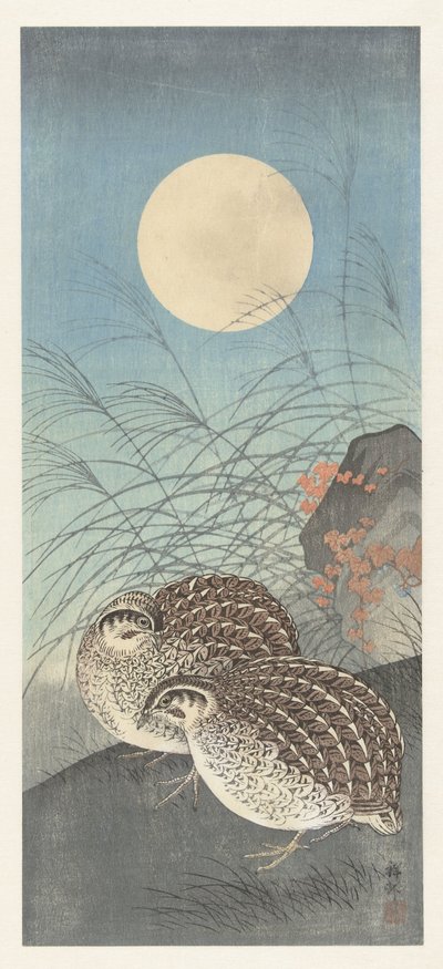 Kaksi viiriäistä täysikuussa. tekijältä Ohara Koson