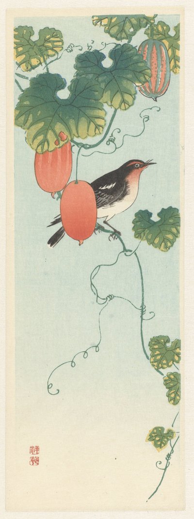 Laululintu kurkkukasvissa tekijältä Ohara Koson
