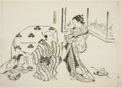 Kotatsu Dojoji, no. 5 12 vedoksen sarjasta, jotka kuvaavat näytelmien parodioita tekijältä Okumura Masanobu