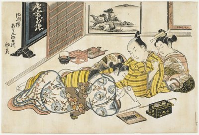 Uudenvuoden kokoontuminen bordellissa, 1741-1744 tekijältä Okumura Masanobu