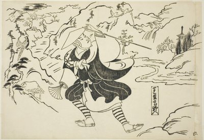 Rensho saapuu Koya-vuorelle (Rensho Koya-iri), sarjasta "Famous Scenes from Japanese Puppet Plays (Yamato irotake)" tekijältä Okumura Masanobu