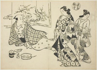Kiritsubo luku "The Tale of Genjistä" (Genji Kiritsubo), Genji-parodioiden sarjasta tekijältä Okumura Masanobu