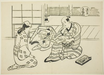 Suetsumuhanan luku "The Tale of Genjistä" (Genji Suetsumuhana), Genji-parodioiden sarjasta tekijältä Okumura Masanobu