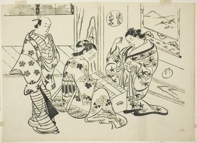 Utsusemi luku "The Tale of Genjistä" (Genji Utsusemi), sarjasta Genji-parodioita tekijältä Okumura Masanobu