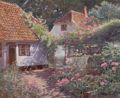 Ruusutarha, n. 1920 (öljy kankaalle) tekijältä Olaf Viggo Peter Langer