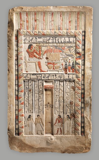 Kuninkaallisen sinetöitsijän Neferiun valeovi, noin 2150-2010 eaa. (kalkkikivi, maali) tekijältä Old Kingdom Egyptian
