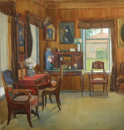 Sisustus talossa Chegodayevon kylässä, 1900-luku tekijältä Olga Nikolayevna Korovina