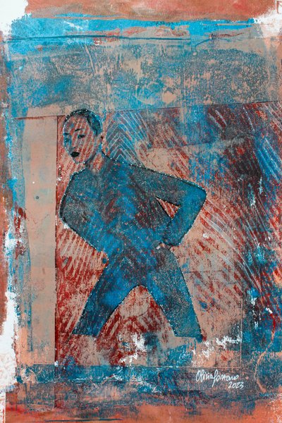 Blugel, 2023 (sekatekniikka paperille) tekijältä Olivia Gozzano