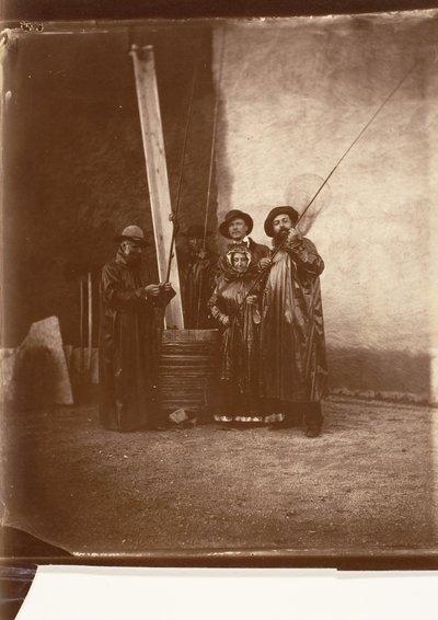 [Taiteilija, hänen äitinsä ja ystävät Fishing Garbissa], n. 1860. tekijältä Olympe Aguado