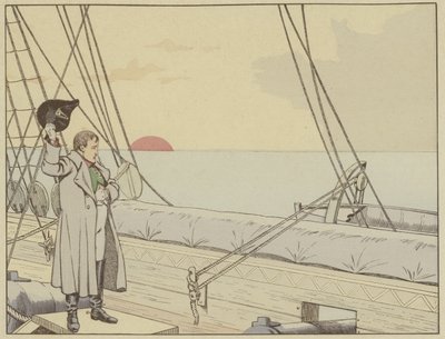 Napoleon HMS Bellerophon -aluksella antauduttuaan briteille, 15. heinäkuuta 1815. tekijältä Onfray de Breville Job