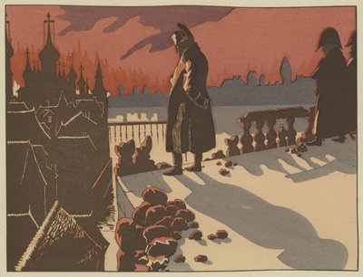 Napoleon katsomassa Moskovan palamista 15.-16.9.1812 tekijältä Onfray de Breville Job