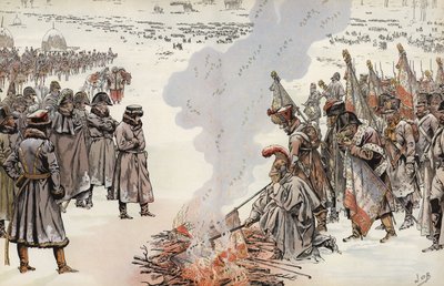 Napoleonin Venäjän kampanja, poltto standardit, 23. marraskuuta 1812. tekijältä Onfray de Breville Job