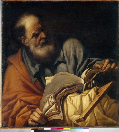 Pyhä Tuomas, apostoli. (Pyhä Tuomas apostoli). Orazio Borgiannin (1578-1616) maalaus, öljy kankaalle, italialainen taide (Rooma) tekijältä Orazio Borgianni