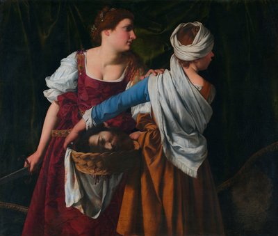 Judith ja hänen palvelijattarensa Holoferneksen pään kanssa. tekijältä Orazio Gentileschi