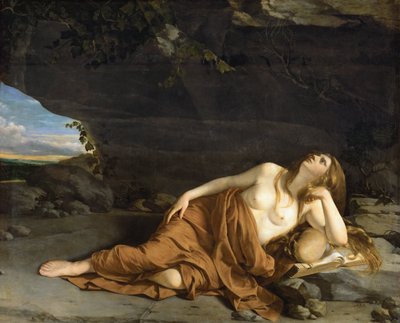 Marie Madeleine katuva - Katuva Maria Magdaleena - Orazio Gentileschi (1563-1638). Öljy kankaalle, n. 1625. Mitat : 163x208 cm. Taidehistoriallinen museo, Vienne tekijältä Orazio Gentileschi