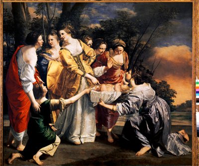 Mooses pelastaa Niilin vedet (öljy kankaalle tekijältä Orazio Gentileschi
