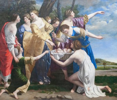 Mooseksen löytö, 1630-luvun alku (öljy kankaalle) tekijältä Orazio Gentileschi