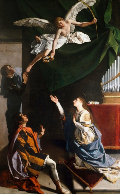 Pyhät marttyyrit Cecilia, Valerian ja Tiburtius, 1606-1607. tekijältä Orazio Gentileschi