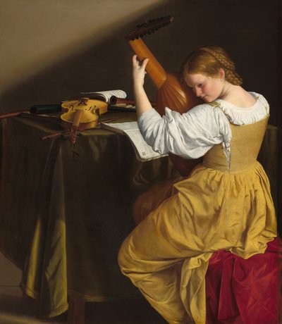 Luuttisoittaja, c. 16121620. tekijältä Orazio Gentileschi