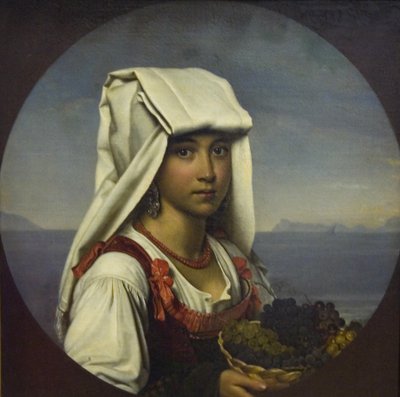 Napolilainen tyttö hedelmillä, 1831 tekijältä Orest Adamovich Kiprensky