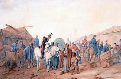 Brittiarmeijan huoltoasema Balaclavan (Balaklava) satamassa - Norie, Orlando (1832-1901) - 1854 - Vesiväri paperille - 36,3x52,6 - Yksityiskokoelma tekijältä Orlando Norie