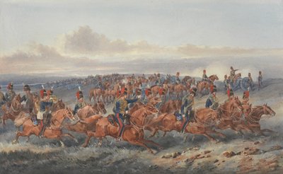 Chestnut Troop (A-patteri) Royal Horse Artillery (akvarelli paperille) tekijältä Orlando Norie
